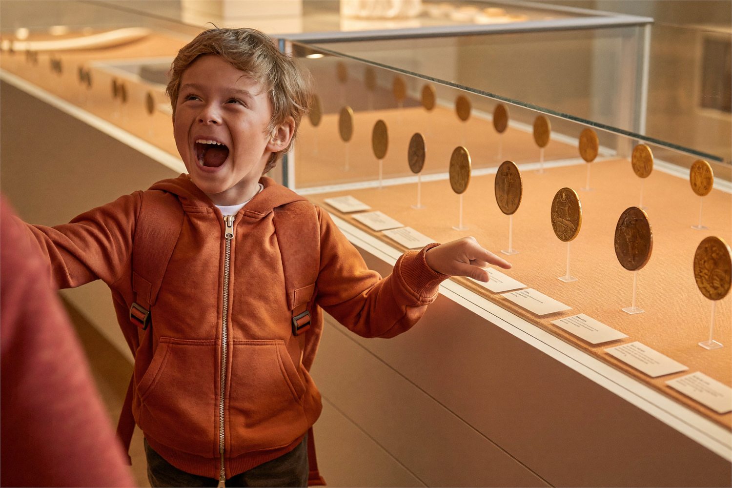 Boy at museum case